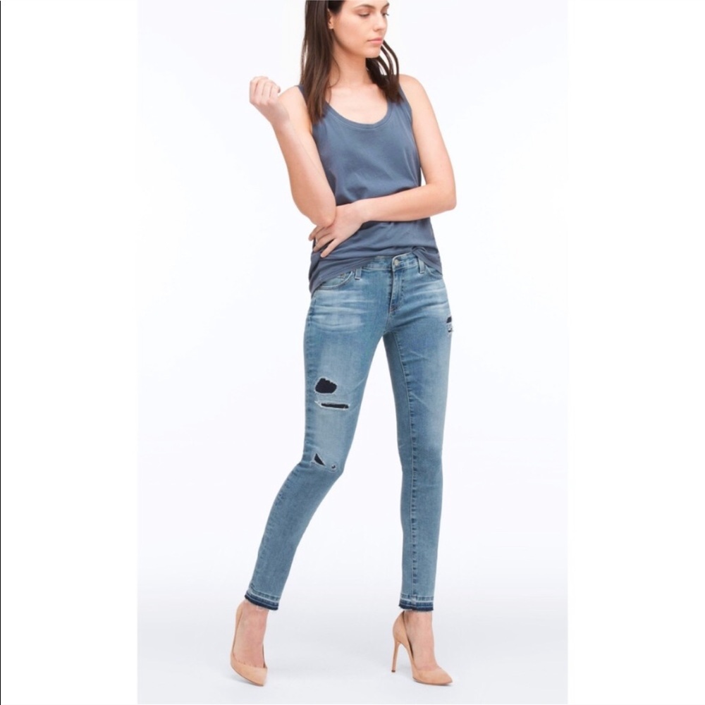 AG Legging Skinny Ankle Mended Release Hem Jeans